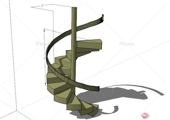 某现代旋转楼梯设计SU模型