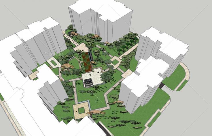 小区景观(41005)su模型下载