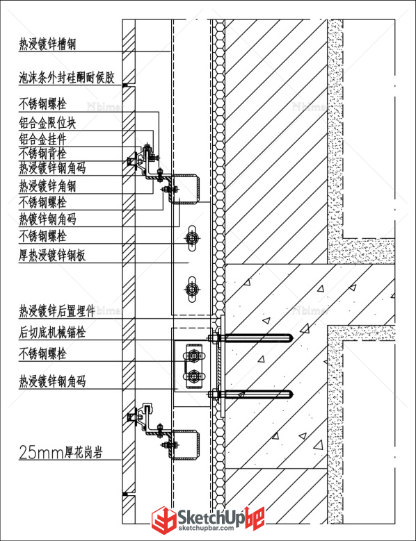 封闭式背栓石材节点模型