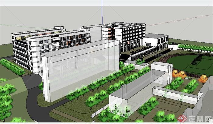 某初高中大型教学建筑规划SU模型