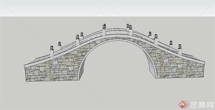 园林景观节点石拱桥设计SU模型