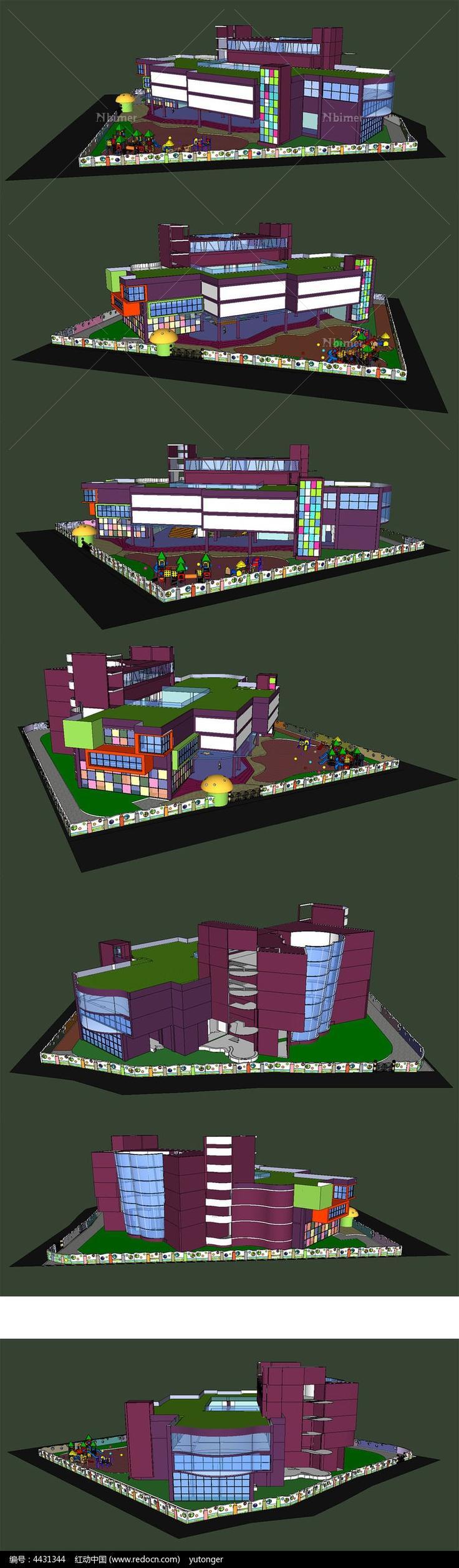 魔法城堡幼儿园建筑设计SU模型