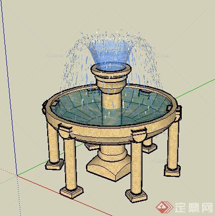 园林景观之喷泉水景设计SU模型5