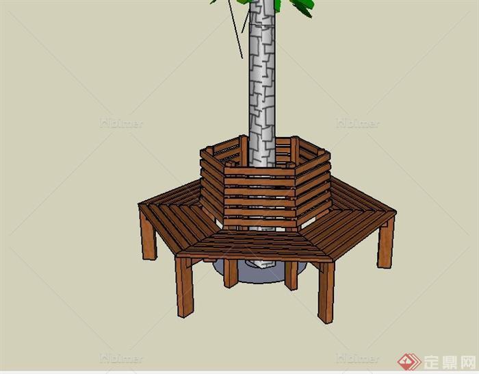 某现代景观菱形树池坐凳设计SU模型