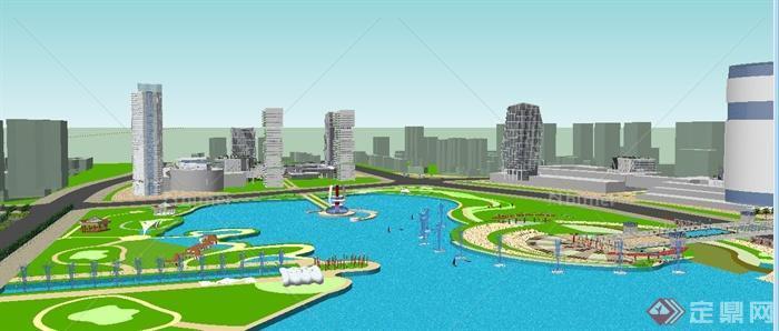 现代城市旅游发展总体规划建筑景观su模型[原创]