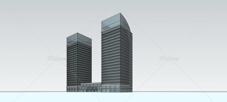 现代双塔式高层办公楼(79132)su模型下载