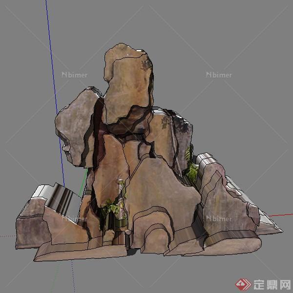 一个石山的景观设计SU模型