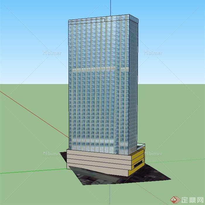 现代某高层实验办公楼建筑设计SU模型