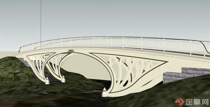 新古典铁艺栏杆桥梁设计SU模型