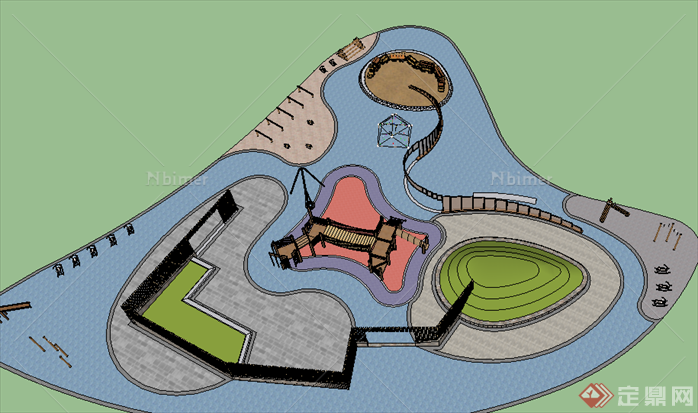 某现代风格博物馆建筑设计SU模型素材8