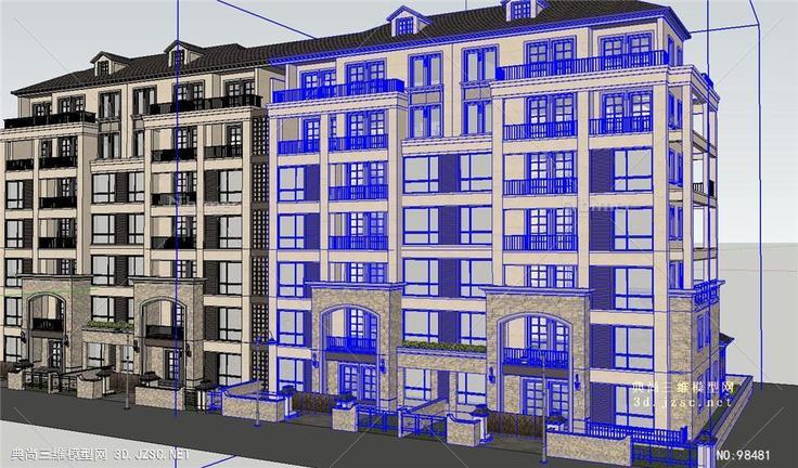 简欧风格公寓住宅建筑楼SU模型