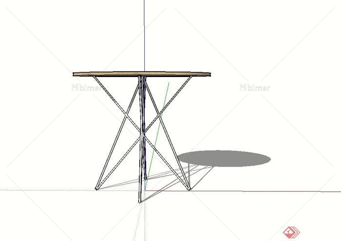 圆形小咖啡桌设计SU模型[原创]