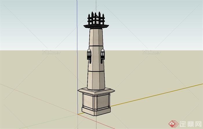 新古典风格灯柱设计su模型