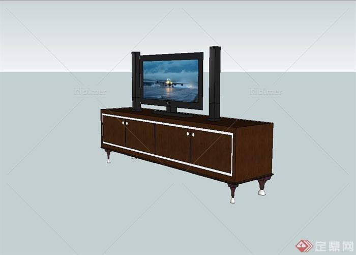 美式风格电视柜、电视设计su模型