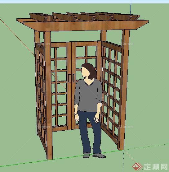 中式木质花架门设计su模型[原创]