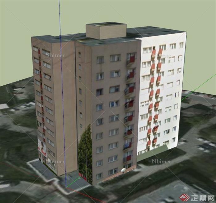 多层公寓住宅建筑设计SU模型