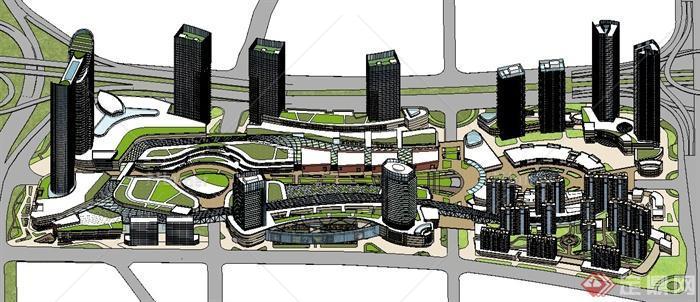 某城市规划综合建筑设计SU模型1