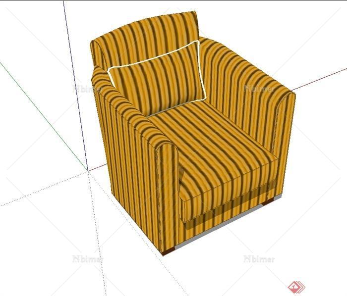 现代室内空间单人沙发设计SU模型[原创]