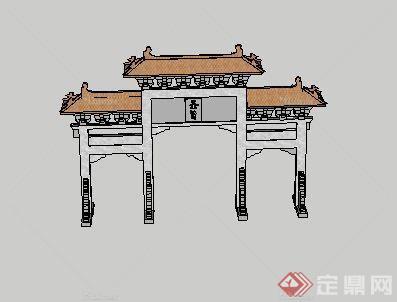 古典中式牌坊su模型设计