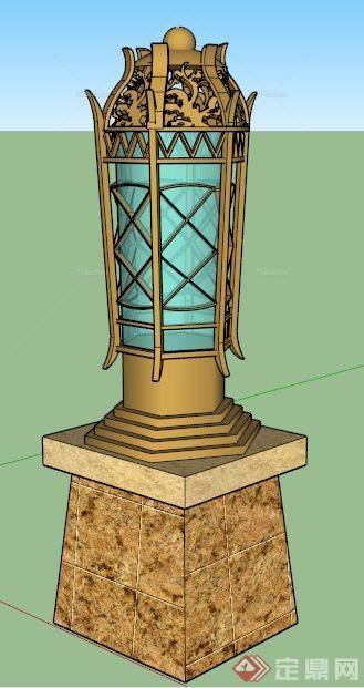 东南亚风格灯柱设计su模型