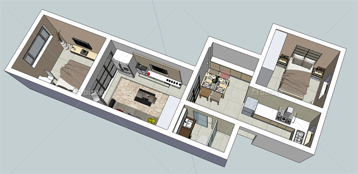 某现代风格住宅空间室内设计SU模型2