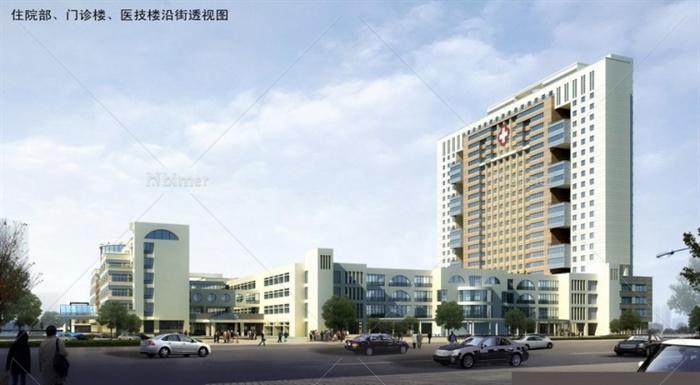 某现代风格大型医院建筑设计SU模型含JPG效果图[