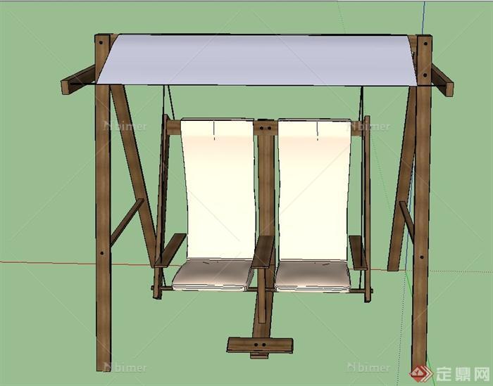 园林景观节点木质双人吊椅设计SU模型