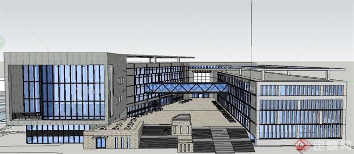 某学校现代综合教学楼建筑设计SU模型