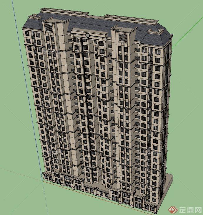 法式高层住宅建筑设计SU模型