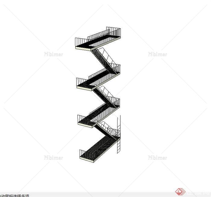 某现代风格多层建筑楼梯设计SU模型[原创]
