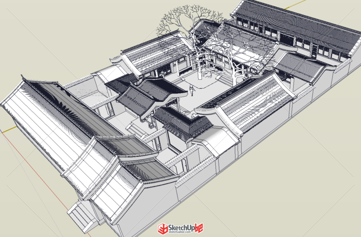 经典四合院su模型