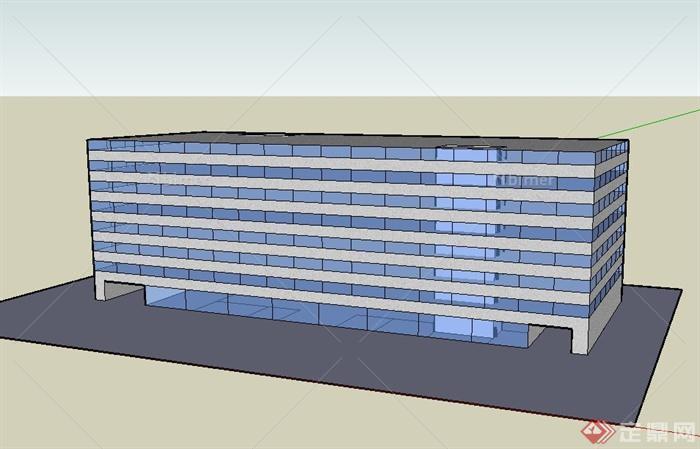 某多层两排行政办公楼建筑设计SU模型