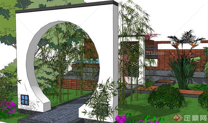 庭院入口景观方案SU精致设计模型
