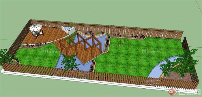 某现代庭院景观规划设计SU模型