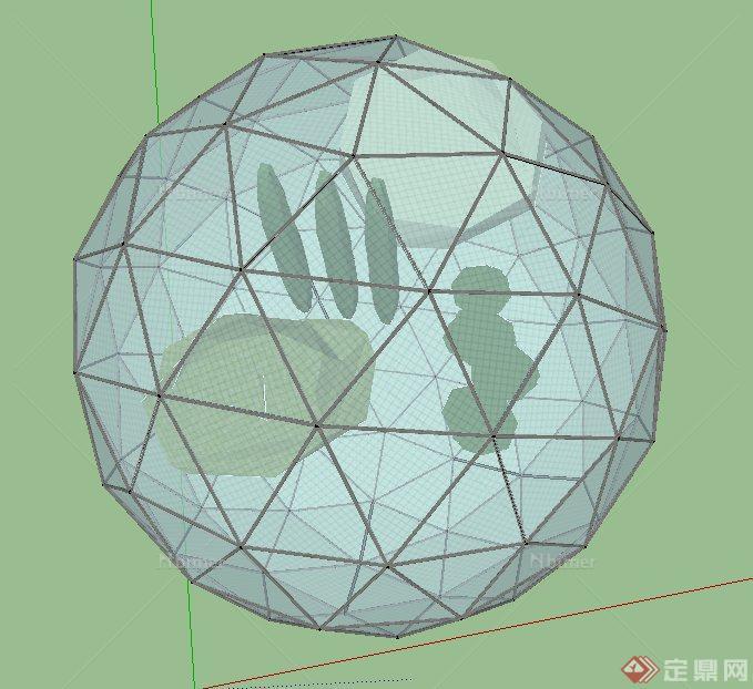 园林景观节点圆形玻璃球设计SU模型