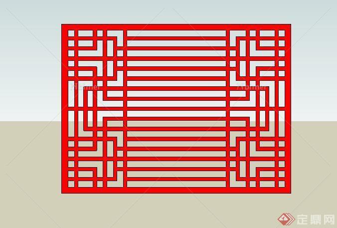 中式景观组合窗格3SketchUp(SU)3D模型