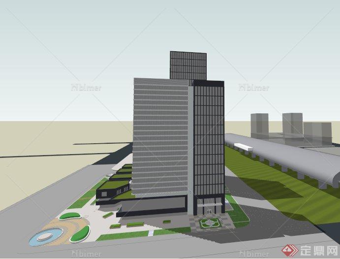 现代某城市高层办公建筑设计SU模型