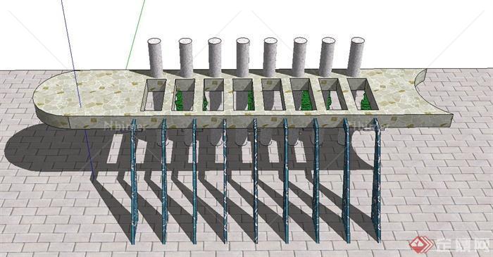 现代景观镂空廊架设计SU模型