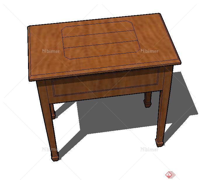 室内木质精致长方形桌子设计SU模型[原创]