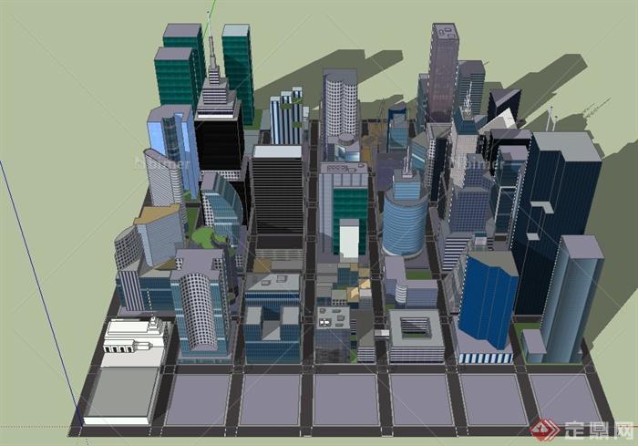 某城市商务区建筑规划设计SU模型