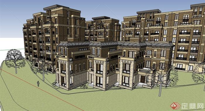 一个欧式多层住宅小区建筑设计su模型