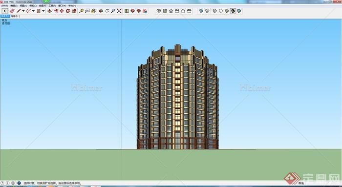 某高层居住建筑楼模型SU设计