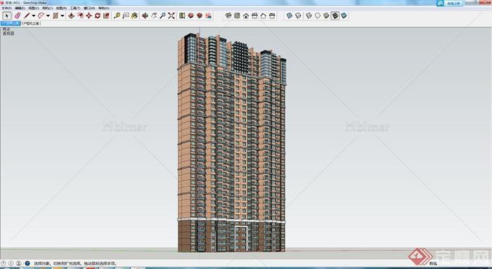 某地区一现代风格高层住宅建筑设计SU模型参考