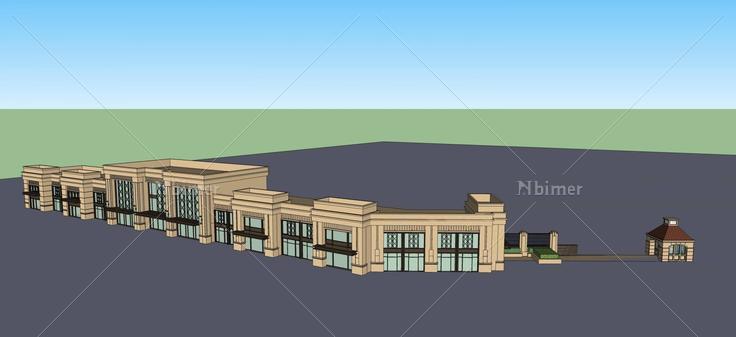 新古典风格商业裙房带小区入口(51047)su模型下载