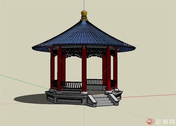 古典中式攒尖亭设计su模型