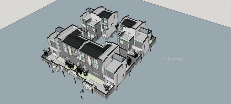 中式合院别墅(81676)su模型下载