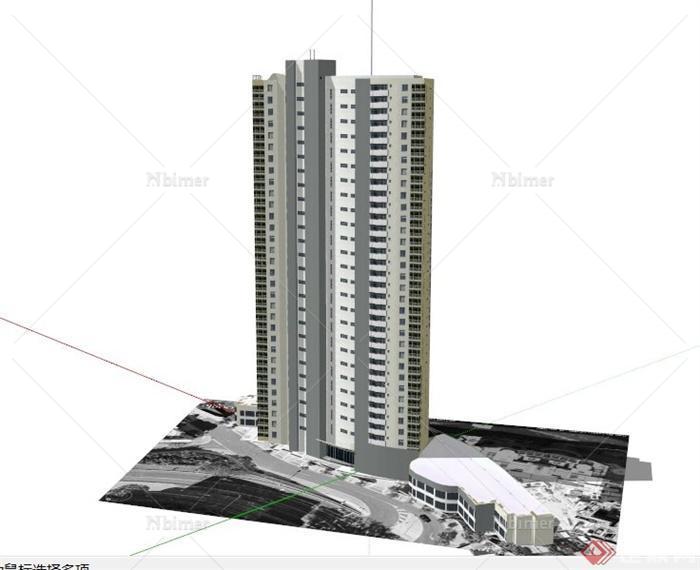现代超高层商住建筑设计SU模型
