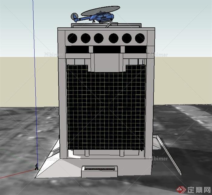 现代某多层警察局办公楼建筑设计SU模型