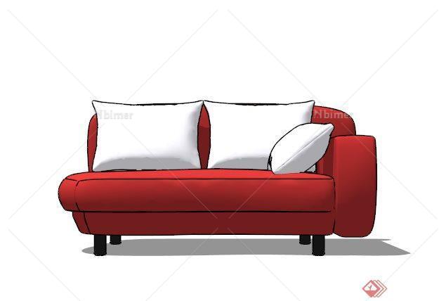 红色时尚沙发设计SU模型[原创]