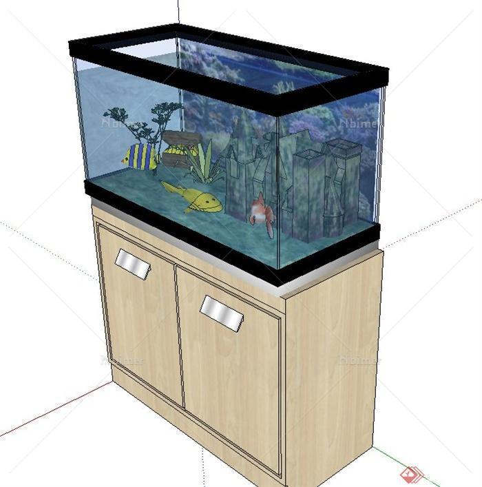 现代室内鞋柜与鱼缸设计SU模型